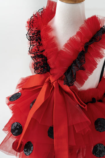 Red & Black Polka Dot Tutu Dress for 9-12 Months - Fairy-Inspired Costume by Costumes Club Red & Black Polka Dot Tutu Dress for 9-12 Months - Fairy-Inspired Costume by Costumes Club