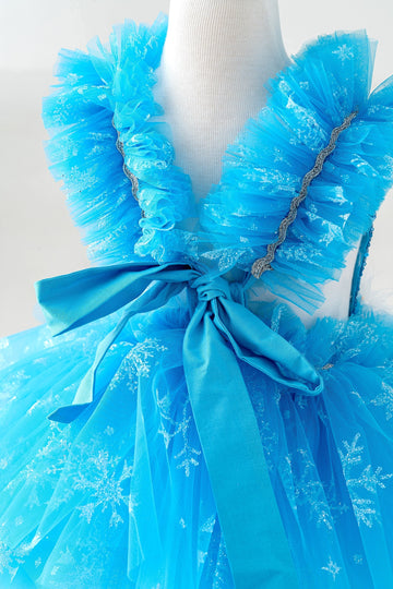 sachin and babi light blue dress Handmade Toddler Winter Princess Dress